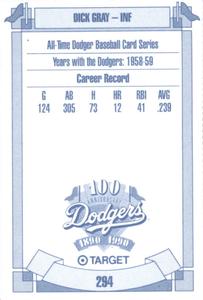 1990 Target Dodgers #294 Dick Gray Back