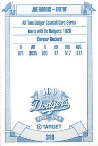 1990 Target Dodgers #319 Joe Harris Back