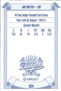 1990 Target Dodgers #324 Joe Hatten Back
