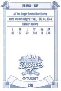 1990 Target Dodgers #328 Ed Head Back
