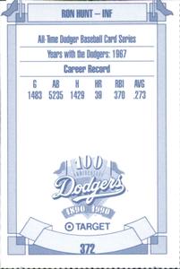 1990 Target Dodgers #372 Ron Hunt Back