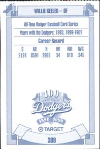 1990 Target Dodgers #399 Willie Keeler Back