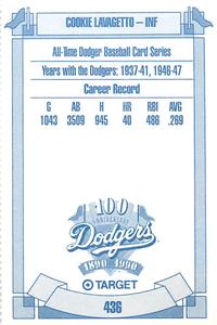 1990 Target Dodgers #436 Cookie Lavagetto Back
