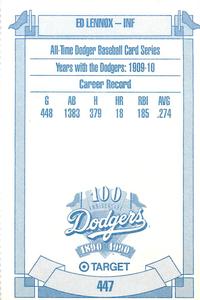 1990 Target Dodgers #447 Ed Lennox Back