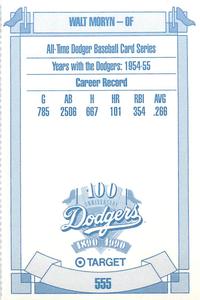 1990 Target Dodgers #555 Walt Moryn Back