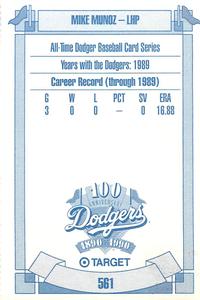1990 Target Dodgers #561 Mike Munoz Back