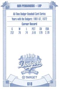 1990 Target Dodgers #618 Ron Perranoski Back
