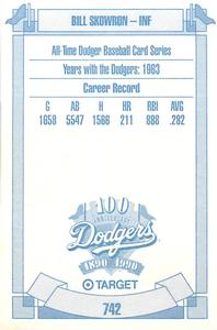 1990 Target Dodgers #742 Bill Skowron Back