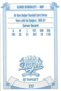 1990 Target Dodgers #777 Elmer Stricklett Back