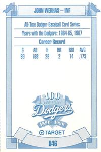1990 Target Dodgers #846 John Werhas Back