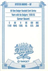 1990 Target Dodgers #905 Oyster Burns Back