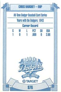 1990 Target Dodgers #976 Chris Haughey Back