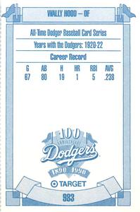 1990 Target Dodgers #983 Wally Hood Back
