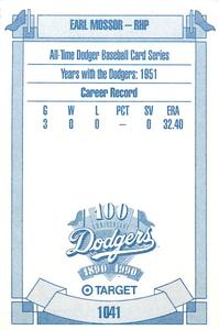 1990 Target Dodgers #1041 Earl Mossor Back