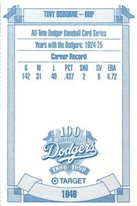 1990 Target Dodgers #1046 Tiny Osborne Back