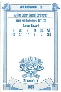 1990 Target Dodgers #1057 Max Rosenfeld Back