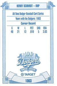 1990 Target Dodgers #1063 Henry Schmidt Back