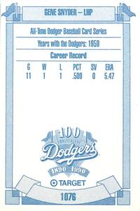 1990 Target Dodgers #1076 Gene Snyder Back