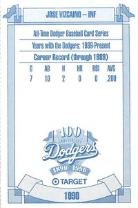1990 Target Dodgers #1090 Jose Vizcaino Back