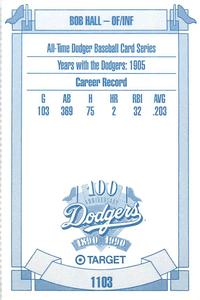 1990 Target Dodgers #1103 Bob Hall Back
