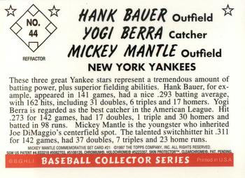 1997 Topps - Mickey Mantle Commemorative Reprints Finest Refractor #21 Hank Bauer / Yogi Berra / Mickey Mantle Back