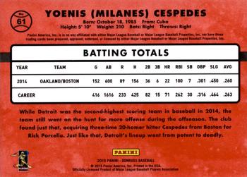 2015 Donruss #61 Yoenis Cespedes Back
