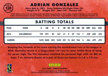 2015 Donruss #105 Adrian Gonzalez Back