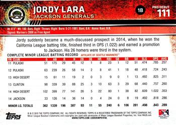 2015 Topps Pro Debut #111 Jordy Lara Back