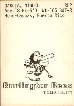 1975 TCMA Burlington Bees #NNO Miguel Garcia Back