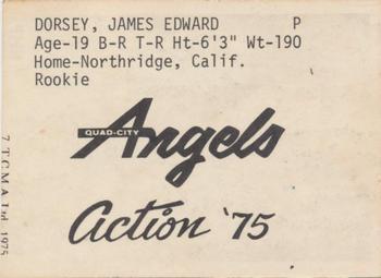 1975 TCMA Quad City Angels #7 Jim Dorsey Back
