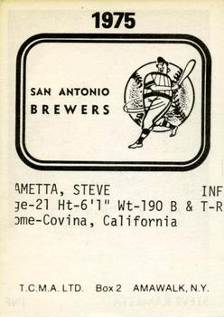 1975 TCMA San Antonio Brewers #NNO Steve Rametta Back