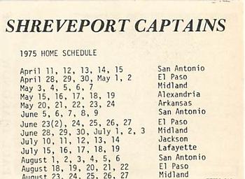1975 TCMA Shreveport Captains #NNO Paul Djakonow Back