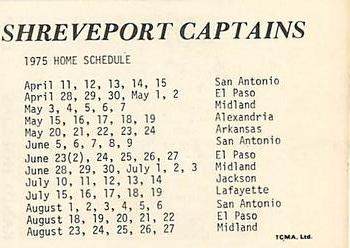 1975 TCMA Shreveport Captains #NNO Randy Hopkins Back