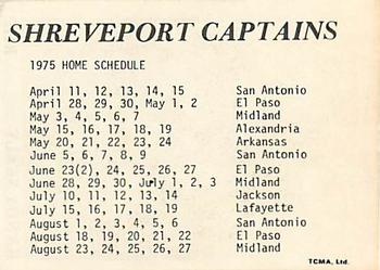 1975 TCMA Shreveport Captains #NNO Randy Sealy Back
