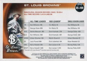 2010 Topps Update #US-200 St. Louis Browns Back