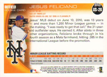 2010 Topps Update #US-26 Jesus Feliciano Back