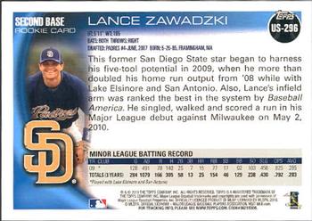 2010 Topps Update #US-296 Lance Zawadzki Back