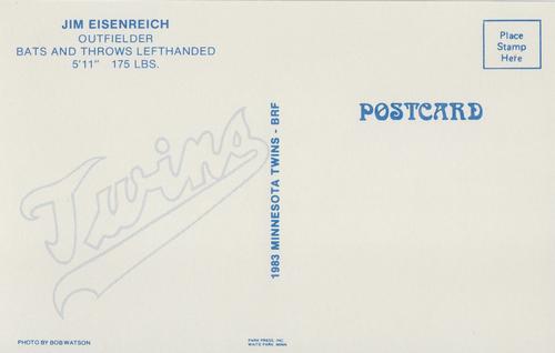 1983 Minnesota Twins Postcards #NNO Jim Eisenreich Back