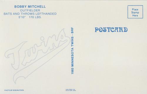 1983 Minnesota Twins Postcards #NNO Bobby Mitchell Back