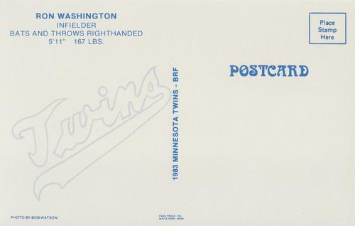 1983 Minnesota Twins Postcards #NNO Ron Washington Back