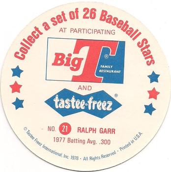 1978 Big T/Tastee-Freez Discs #21 Ralph Garr Back