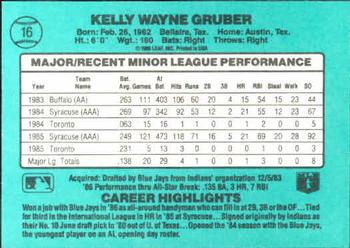 1986 Donruss The Rookies #16 Kelly Gruber Back