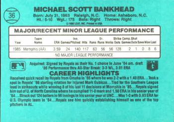 1986 Donruss The Rookies #36 Scott Bankhead Back