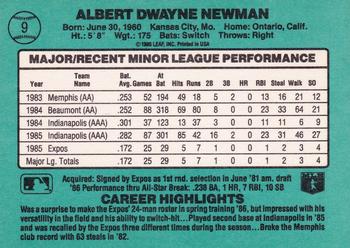 1986 Donruss The Rookies #9 Al Newman Back