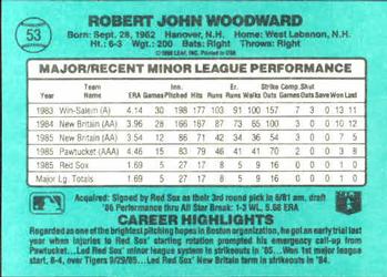 1986 Donruss The Rookies #53 Rob Woodward Back