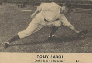 1946 Remar Bread Oakland Oaks #13 Tony Sabol Front