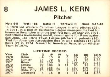 1975 Oklahoma City 89ers #8 Jim Kern Back