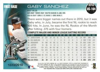 2010 Topps Update - Gold #US-164 Gaby Sanchez Back