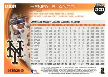 2010 Topps Update - Gold #US-223 Henry Blanco Back