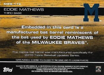 2010 Topps Update - Manufactured Bat Barrel #MBB-172 Eddie Mathews Back